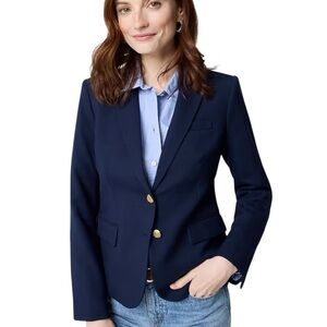 J.CREW  Wool Blend Navy Schoolboy Gold Button Career Office Blazer Jacket Sz 2